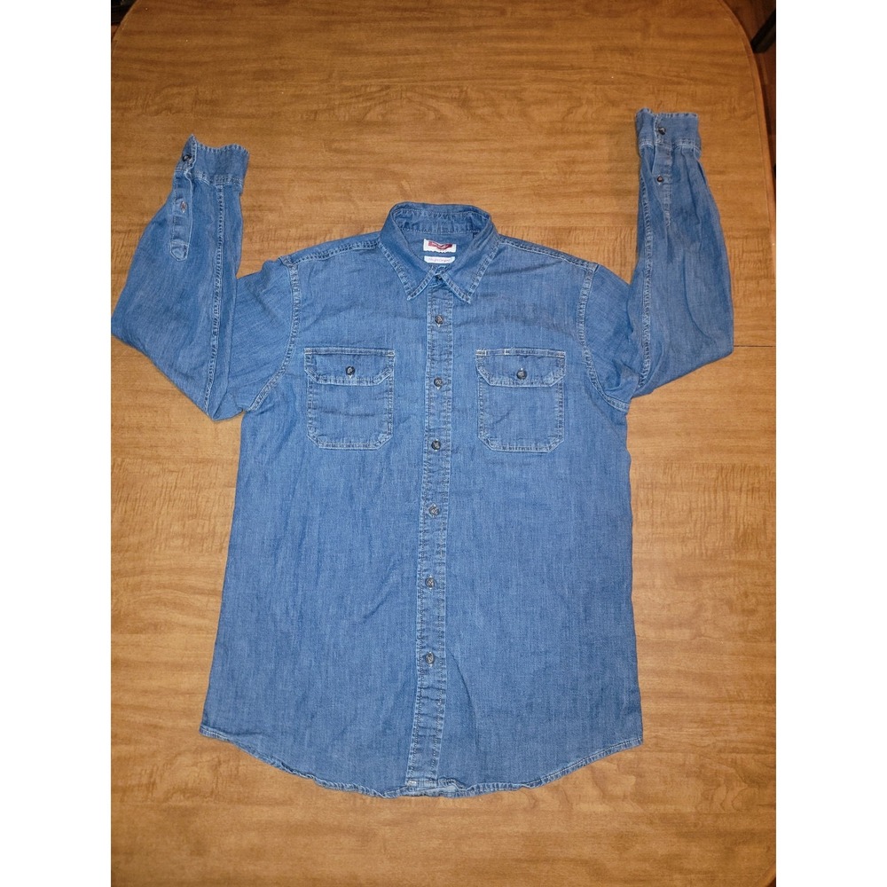 Wrangler Flex for Comfort Denim Long Sleeve Button Down Mens Medium A6